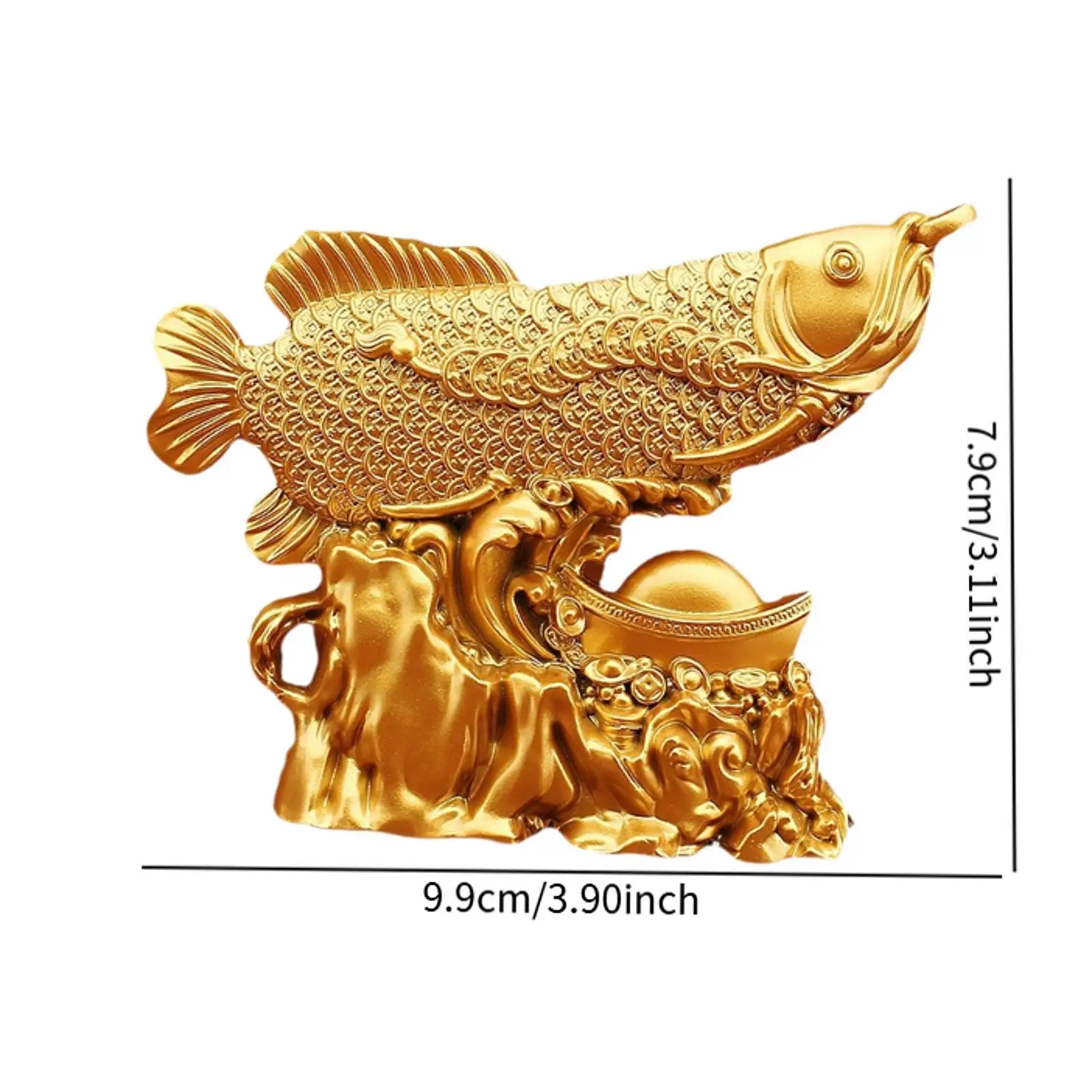 Alloy Fish Figurate Statue Feng Shui Wealth Arowana Decorative Sculpture for Office Home Living Room Miniature Decoration