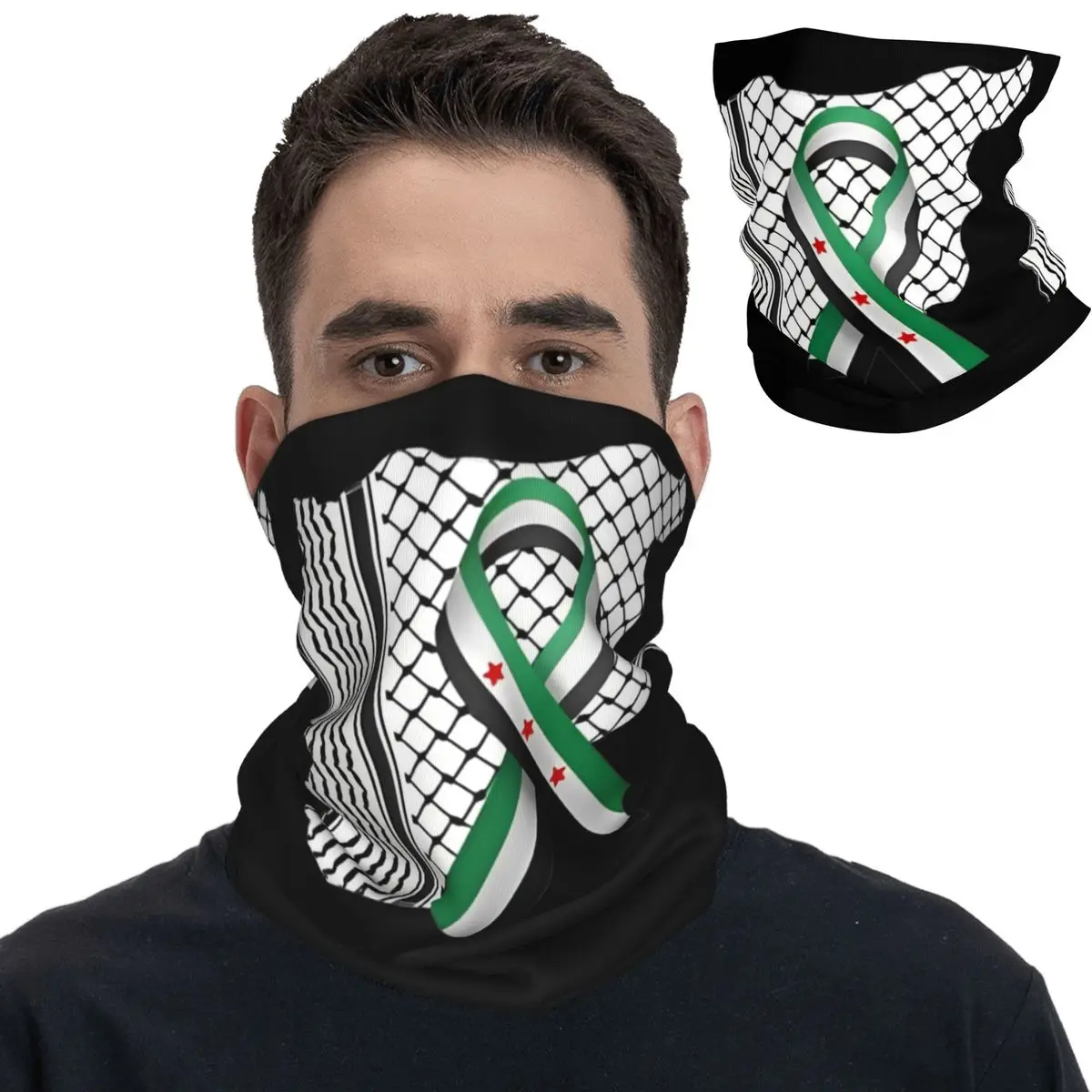 Syria Flag Syria Map Bandana Neck Gaiter Printed Magic Scarf Warm Face Mask Cycling for Men Women Adult Windproof