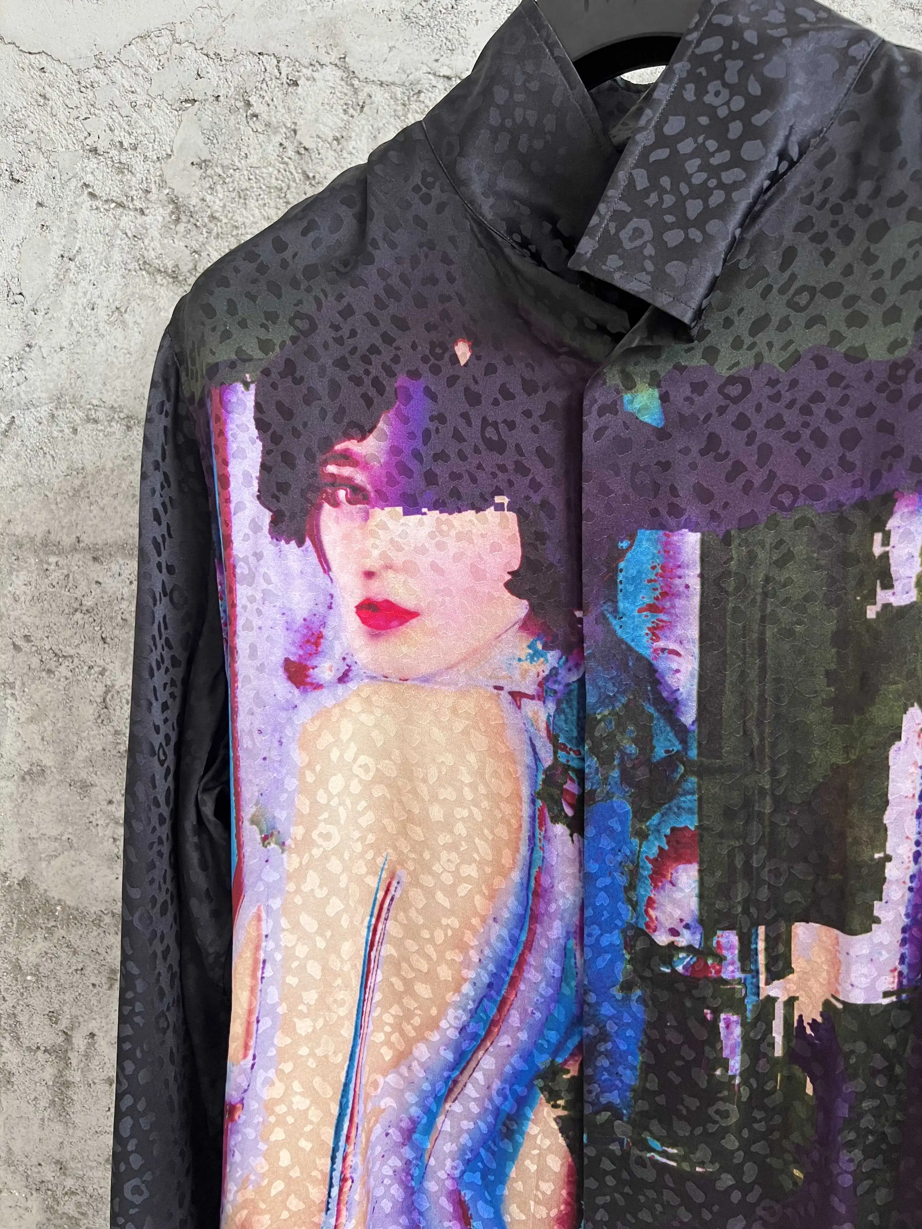 Limited edition leopard print beauty printed silk shirt show style