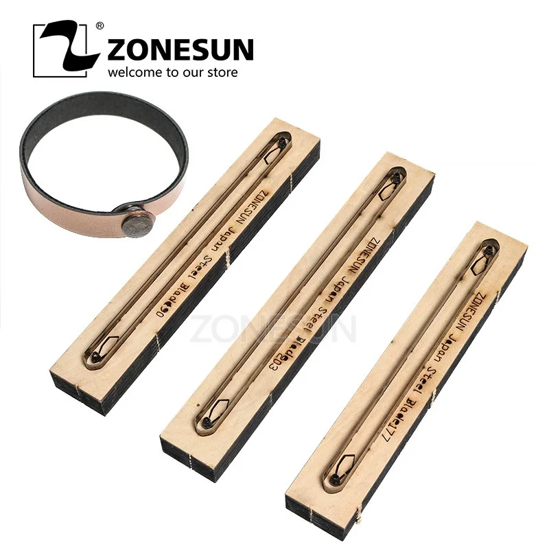 ZONESUN Bracelet Leather Japan Steel Blade DIY leather craft  die cutting knife mould wooden die hand punch tool