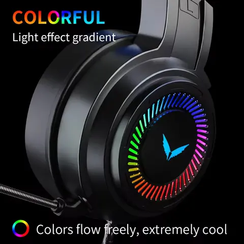 Bilashmart G60 Gaming Headset 7.1 Stereo SVirtual Surround Bass Earphone Headphone with Mic LED Light for Computer PC Gamer Foldable G58