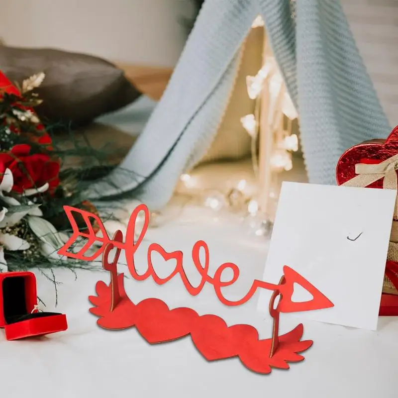 Valentine's Day Wooden Sign Wood Love Block For Table Centerpiece Decor Wedding Table Decorations Wood Love Signs With Red Heart