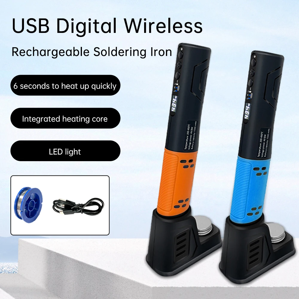 USB Cordless Soldering Iron Home Small Portable Fast Heat LED Digital Display TYPE-C Soldering Pen 1500mah Li-ion Battery