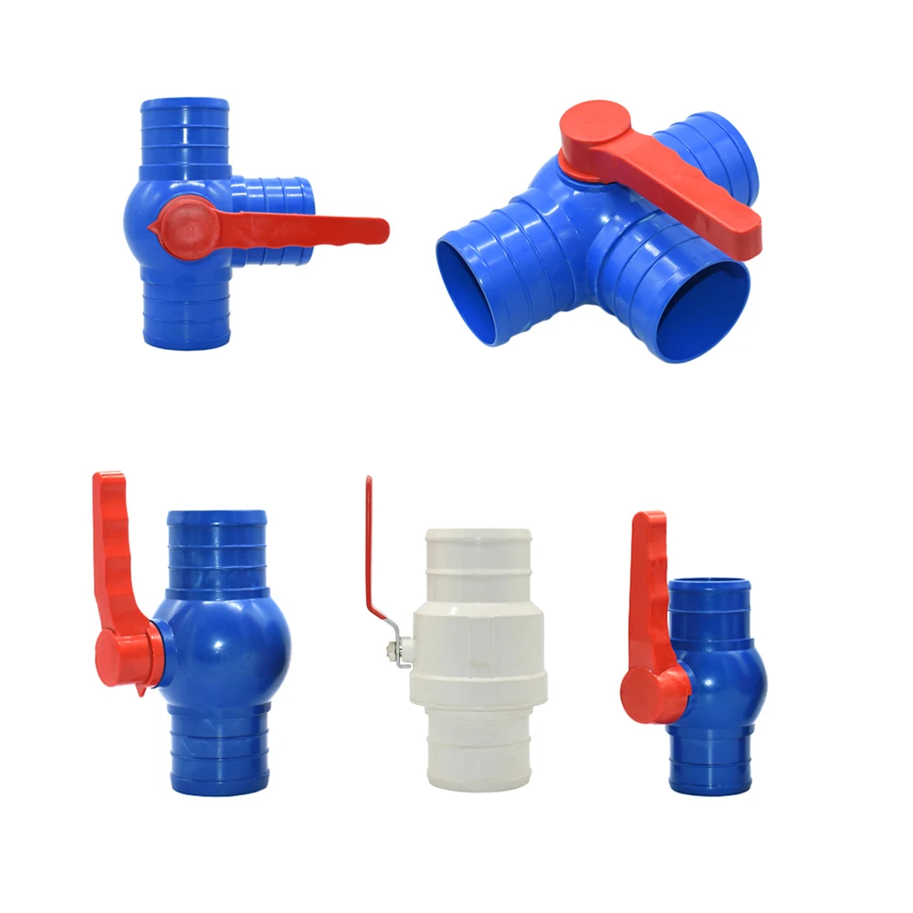 50/63/75/100mm Water Tape Hose Connector Tap Tee Splitter Straight Water Shut-off Valve Coupler Irrigation Fittings Ball Valve