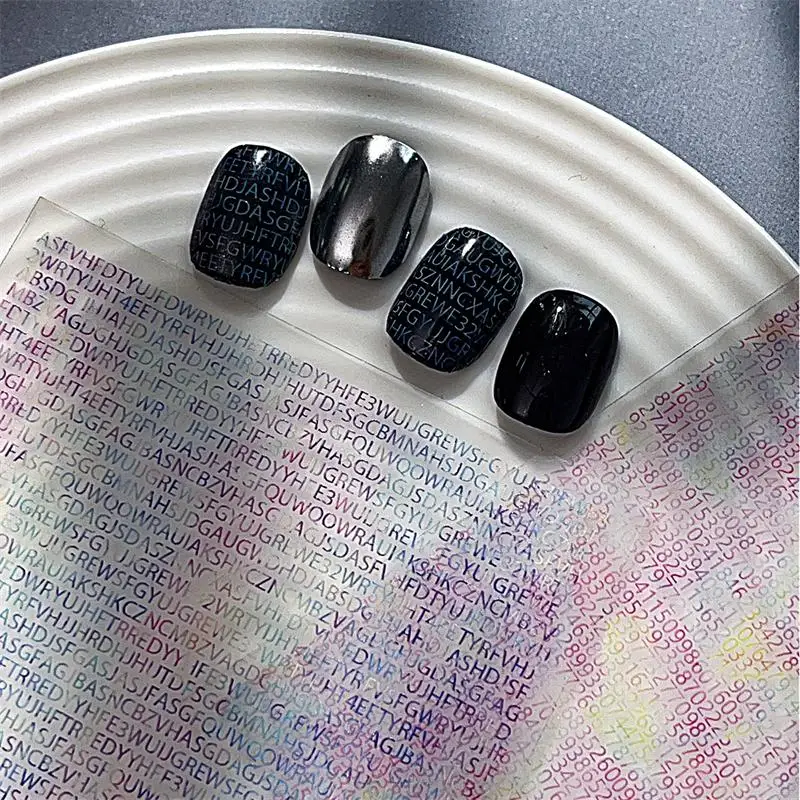Eenvoudige kleurrijke kleine alfabet nail art sticker Engelse letter zelfklevende stickers DIY nummer manicure slider salon aanbod