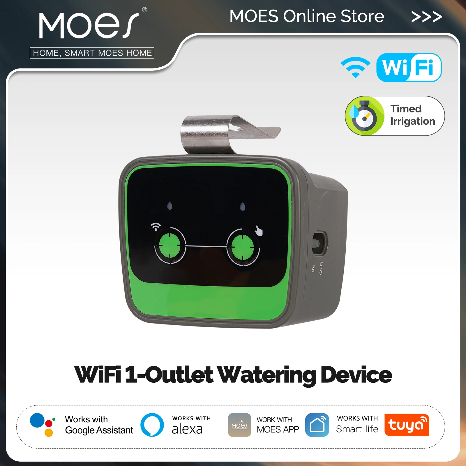 MOES Tuya WiFi Watering Device Irrigation Automation Timer Smart Cycle Soak Work with Alexa Google Home APP Remote Voice Control