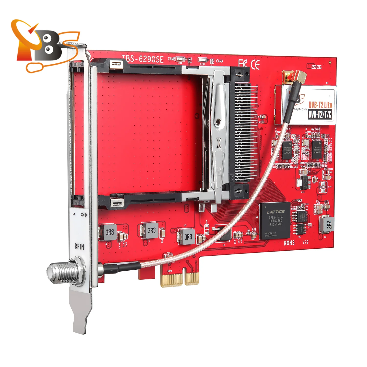 TBS6290SE DVB-T2/T/C(J.83A/B/C)/ISDB-T/C/ATSC1.0 موالف مزدوج بطاقة CI PCIe مشفرة استقبال التلفزيون