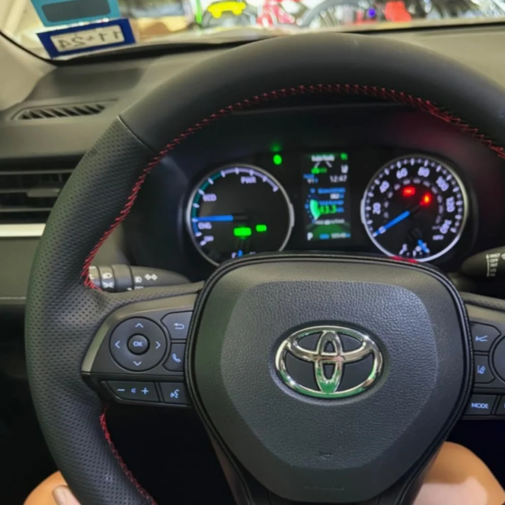 Customization Hand Sewing Microfiber Leather Car Steering Wheel Cover Accessories For Toyota RAV4 SUV 2019-2024 Avalon 2019-2022