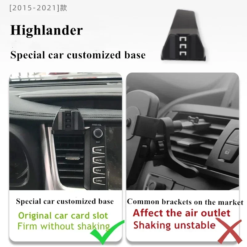 

2015-2021 для Toyota Highlander, держатель для мобильного телефона, беспроводное зарядное устройство, автомобильное крепление, навигационный кронштейн, поддержка GPS, вращение на 360°