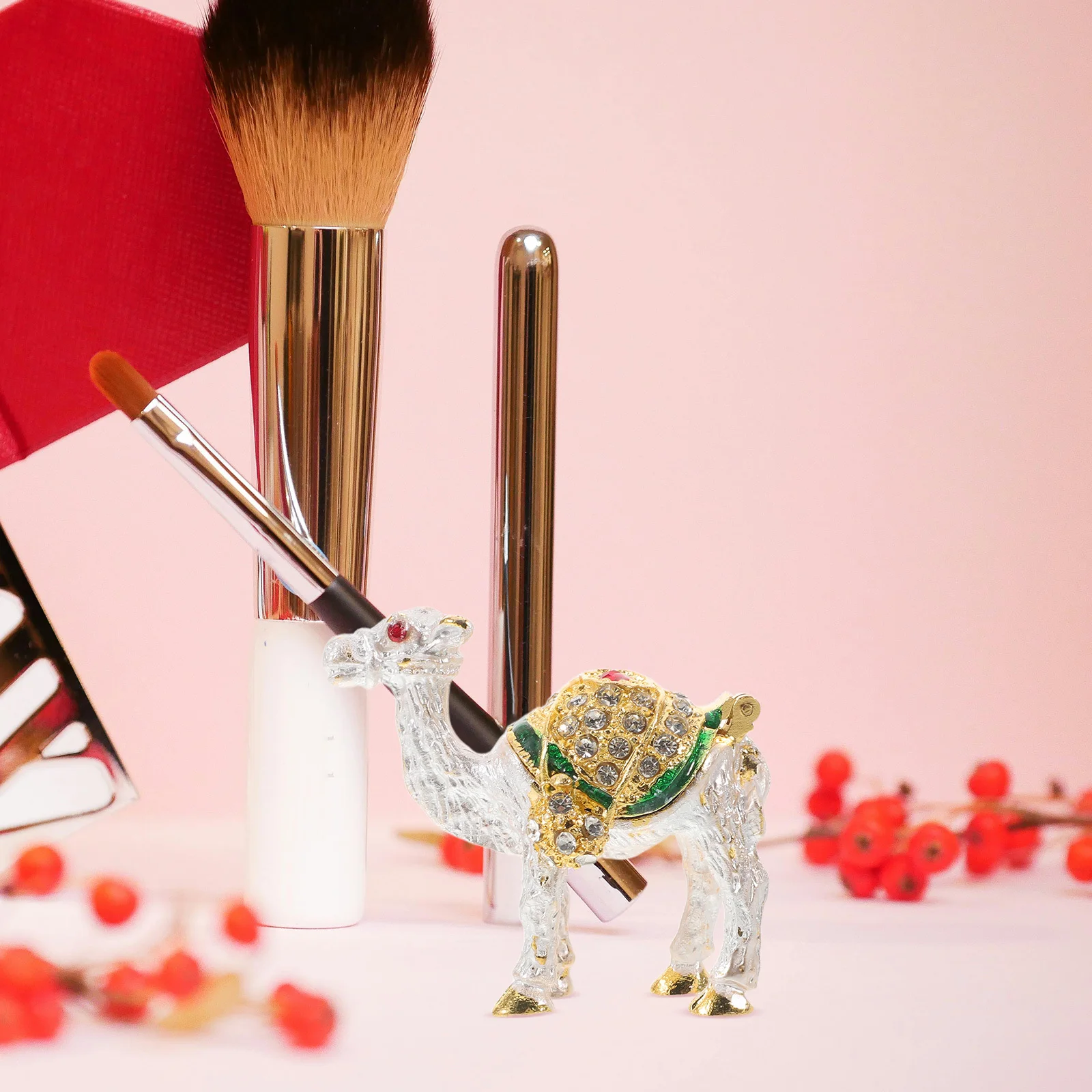 

Шкатулка для украшений Camel Decor для женщин: элегантный органайзер со стразами для хранения колец и ожерелий, портативный художественный футляр