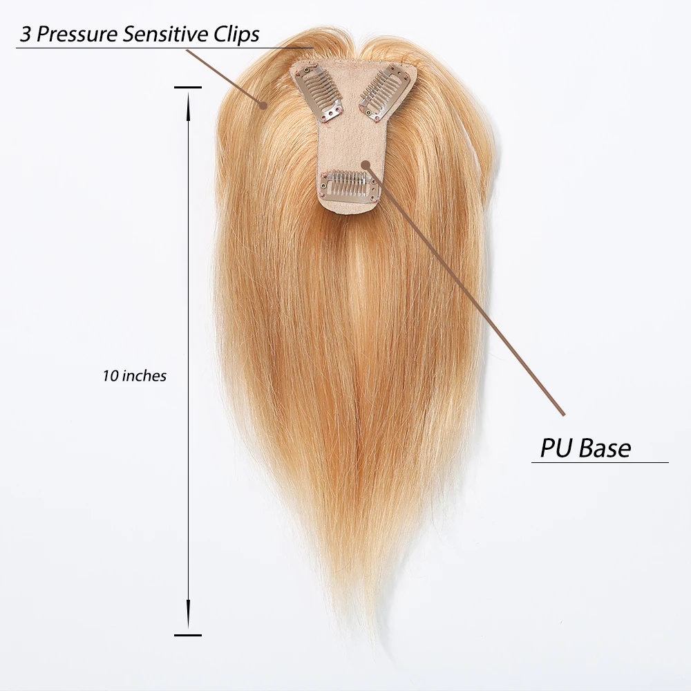 Rambut Asli Remy Silk Base Pirang Muda 10 Inch dengan Poni, 3 Jepitan, Ekstensi Rambut Wanita untuk Penggunaan Sehari-hari