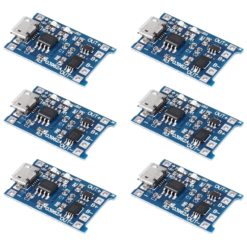 -MEOF 6 шт. для зарядного модуля TP4056 с защитой аккумулятора 18650 BMS 5 В Micro-USB 1A зарядная плата для 18650