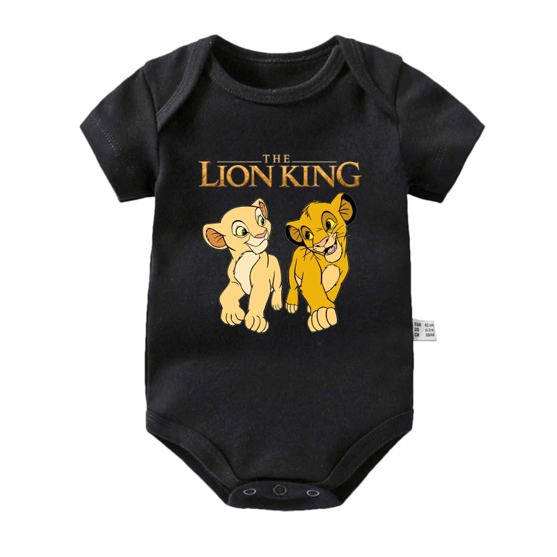 The Lion King Baby Girl Boy Clothes Cartoon Simba Print Infant Bodysuit Cotton Short Sleeve Newborn Toddler Jumpsuit Outfits