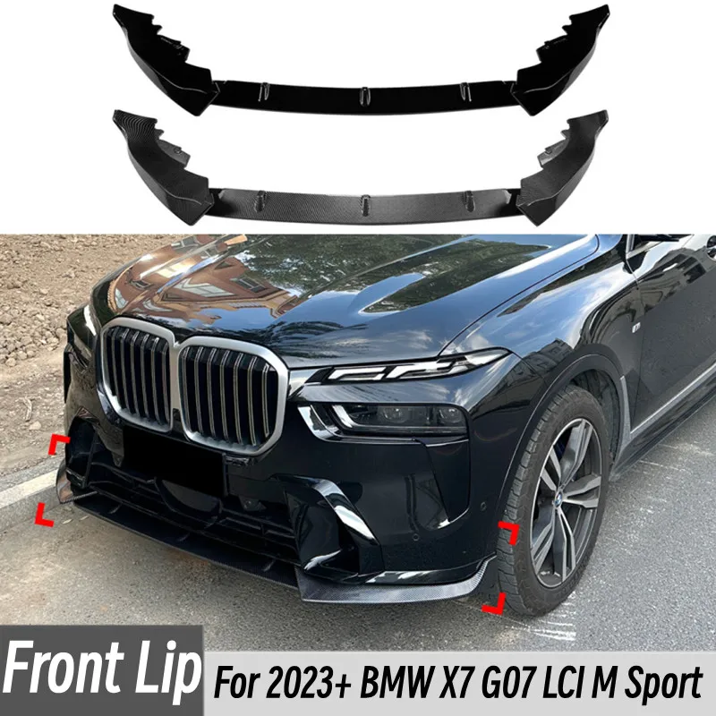 

For BMW X7 G07 LCI M Sport 2023+ Car Front Bumper Spoiler Splitter Lip Body Kit Protector Guard Exterior Tuning Accessories
