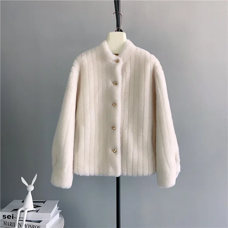 Tajiyane 2023 outono inverno ovelhas shearing jacket feminino 100% lã casaco casacos de pele curto mulheres jaquetas moda abrigos mujer