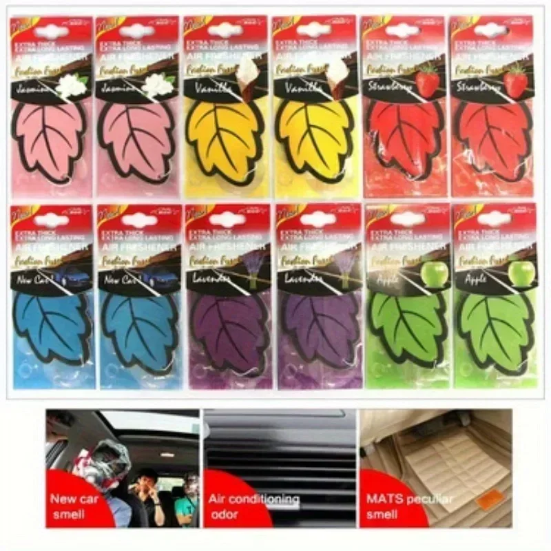 Family Pack Leaf Shape Car Air Freshener Natural Scented Tea Paper Auto Hanging Vanilla Perfume Fragrance Accessories Interior