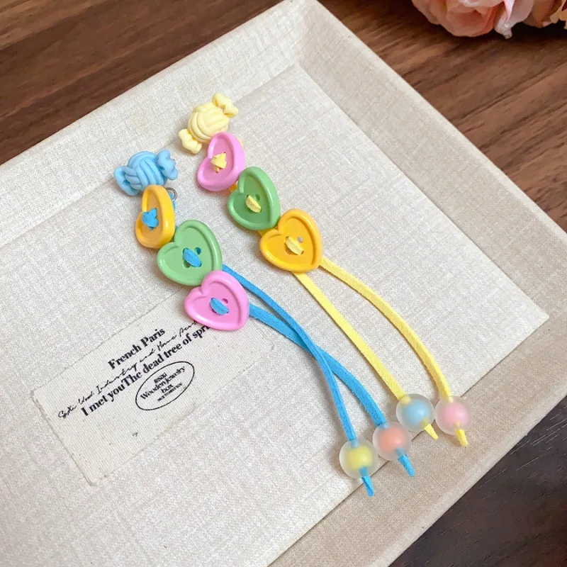 الدوبامين تصميم الطازجة الحلو استرخى أقراط للنساء لون الحلوى القلب جولة شرابة انخفاض القرط العصرية سحر مجوهرات حزب B