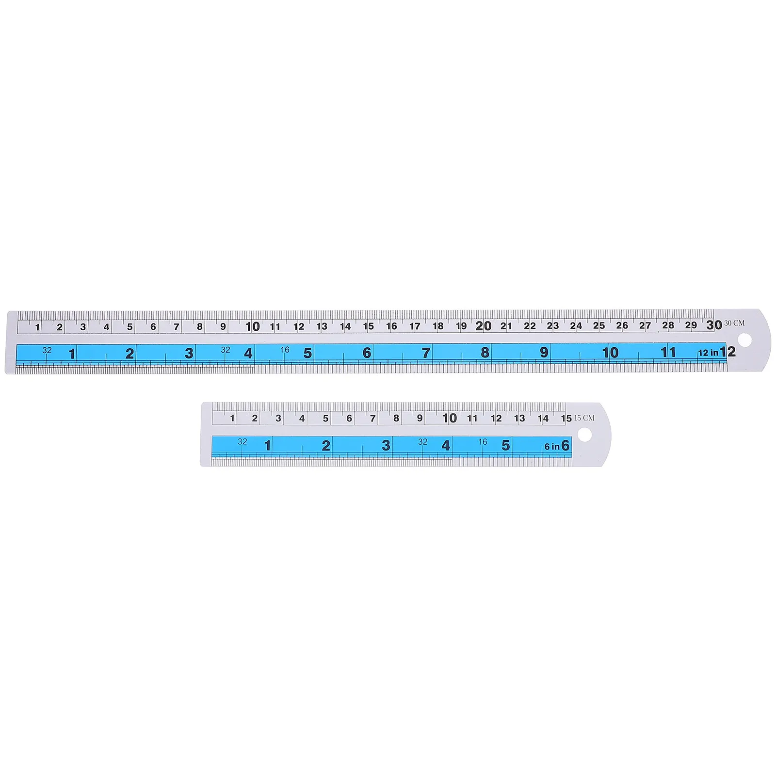 Metal Precision Ruler Set 2 Pack Aluminum Alloy Straightedge Metric Inch Scale for Engineering Drawing Office