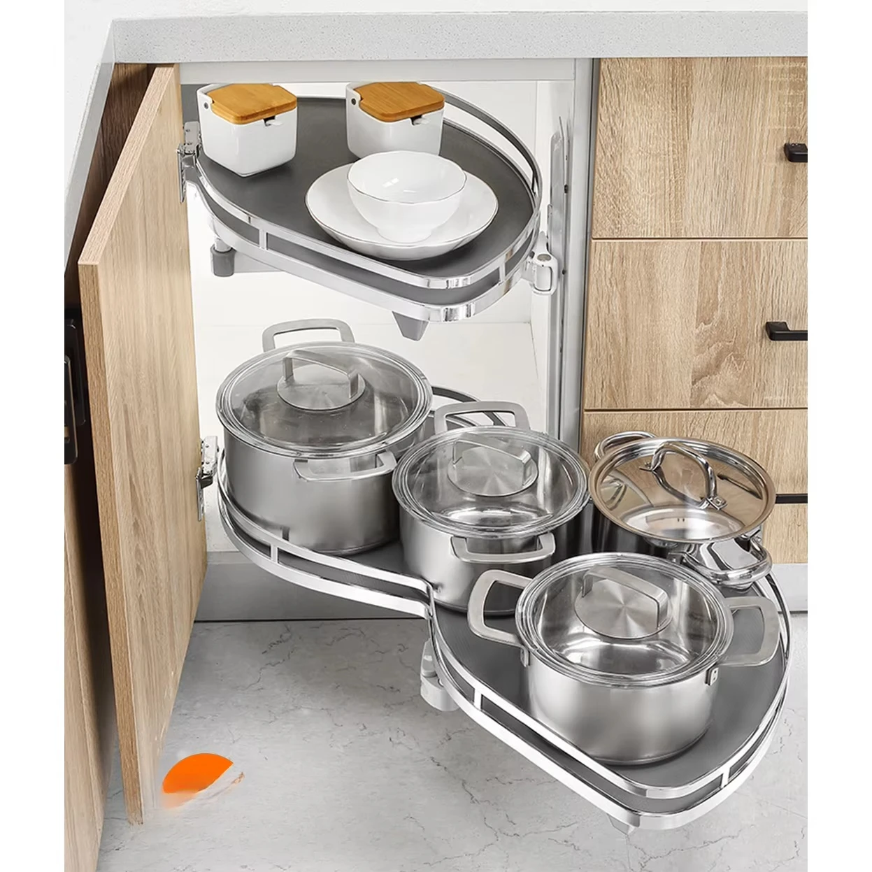 

Kitchen Cabinet Door Width Pull out Storage Basket Swing Blind Corner Tray
