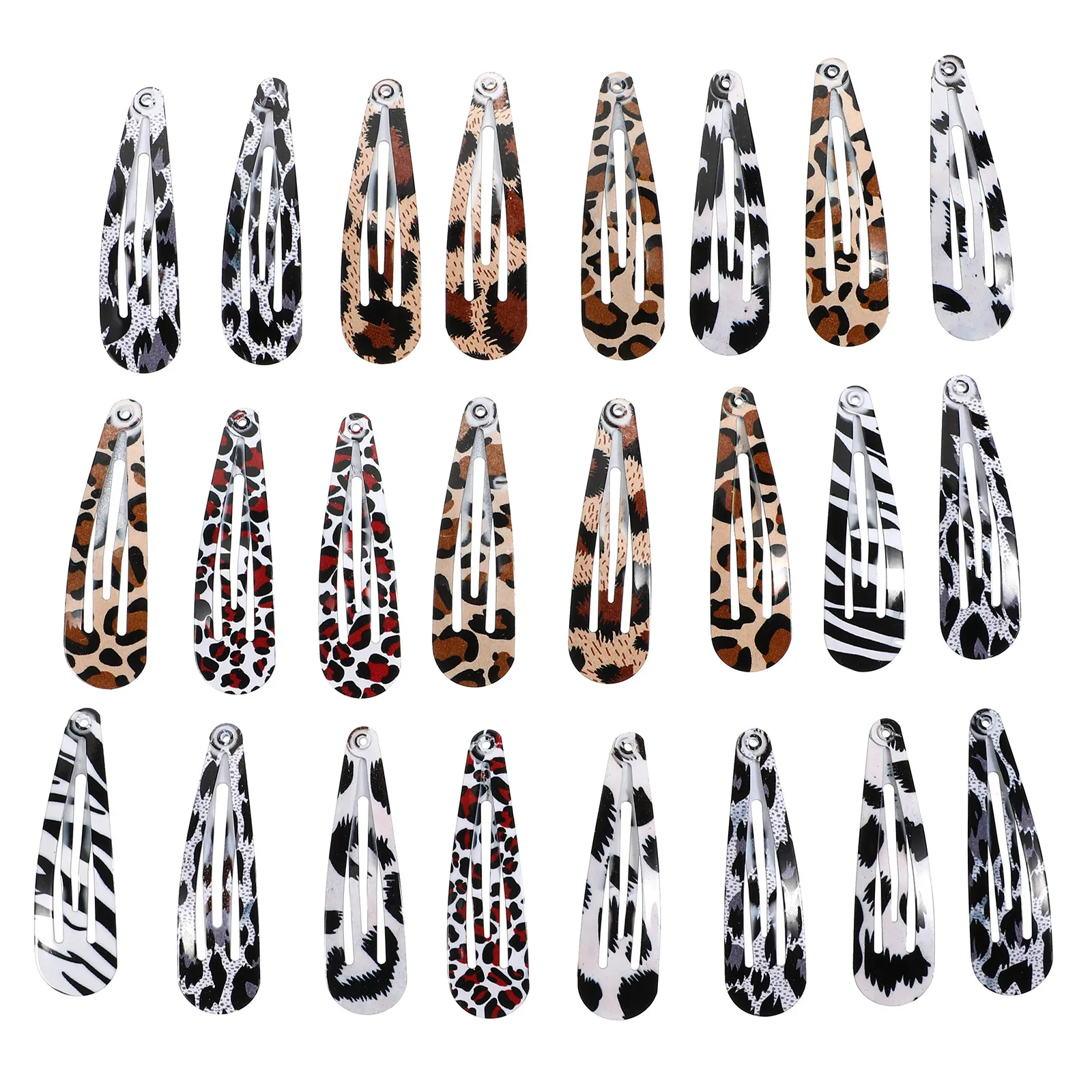 

24Pcs Hairpin Set Leopard Print Snap Clip Hairclips Side Hair Clip Women Hair Accessories Party Travel Daily Use