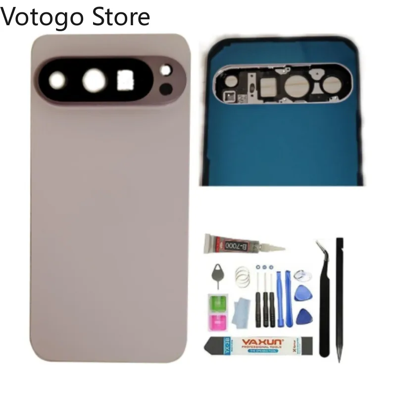 

Ремонт для Google Pixel 9 Pro Fold XL 9A 5G, задняя крышка, корпус со стеклянной дверью, корпус + объектив камеры + клей, сменные комплекты