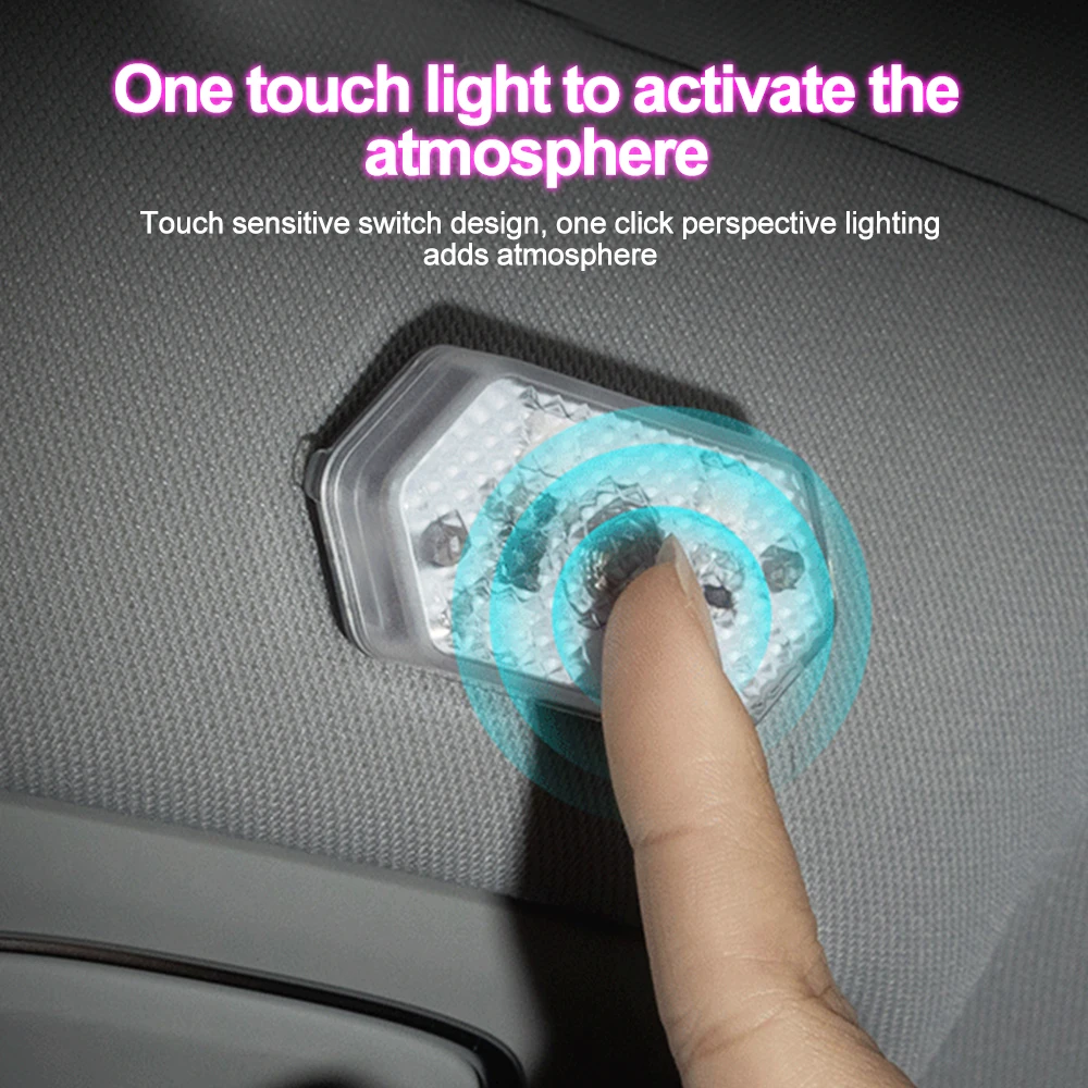 Multi Color Car Lights Mini USB Charging Light Wireless LED Touch Light Roof Ceiling Sensor Read Lamp Auto Interior Accsesories