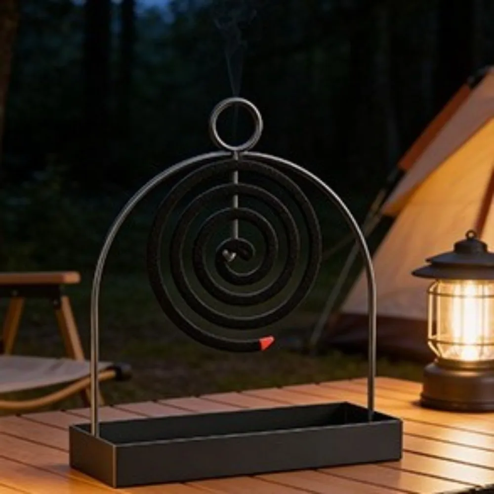 Anti Scalding Mosquito Coil Stand Rustproof Portable Coil Incense Burner Hanging Heat Resistant Incense Storage Rack Camping