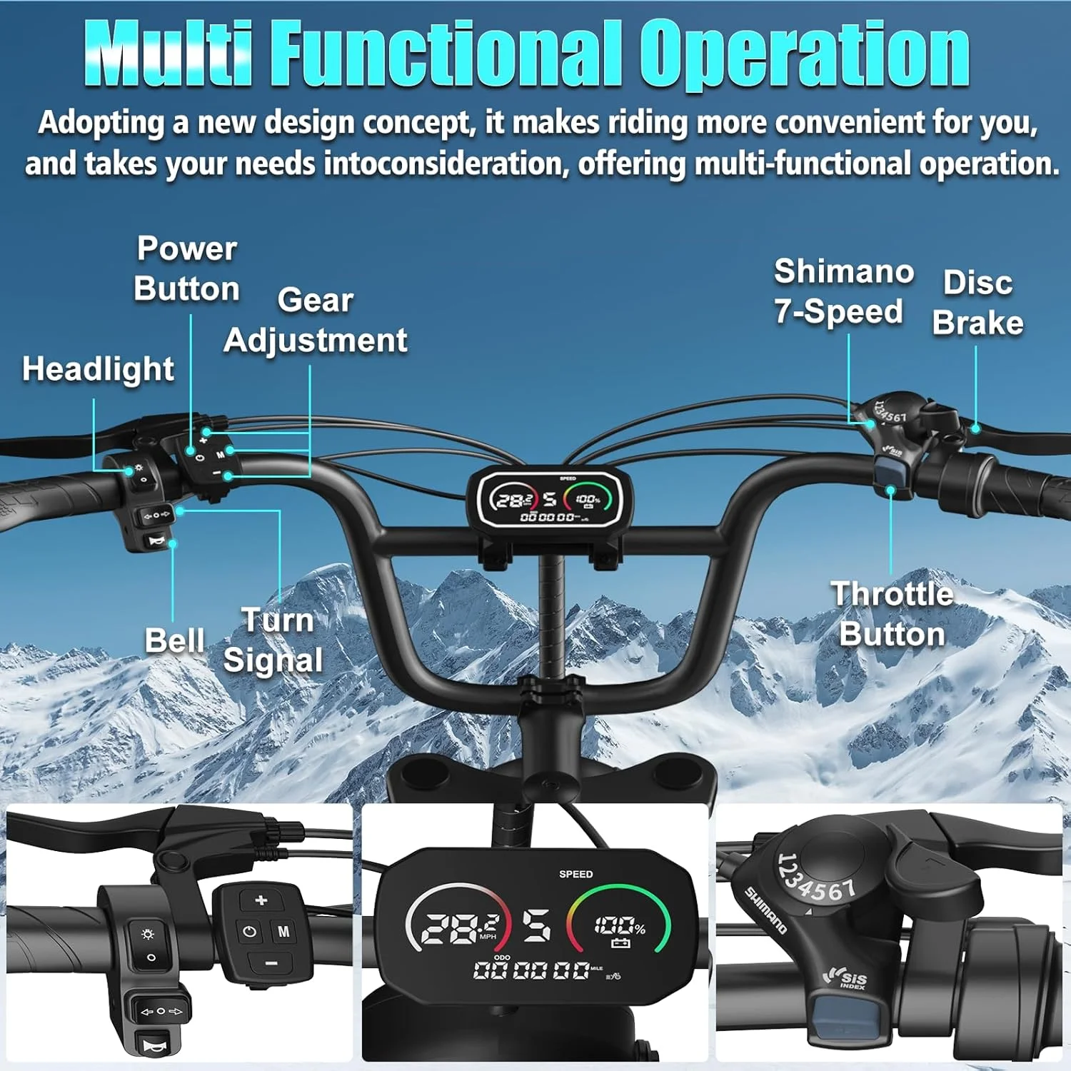 Electric Bicycle 1000W Motor Dual Suspension 48V 15Ah Battery Brushless E-Bike 20 Inch Tire Off-road Electric Bike Mountain Ebike
