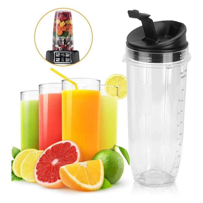 32Oz Replacement Ninja Blender Cups With Cup Lid 900Ml Large Capacity For Ninja 900W 1000W Blender Juicer