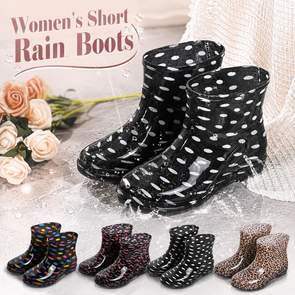 Non-slip Women's Short Rain Boots Waterproof Lightweight Garden Rain Shoes Durable Low-top Water Shoes For Outdoors,Kitchen,Work