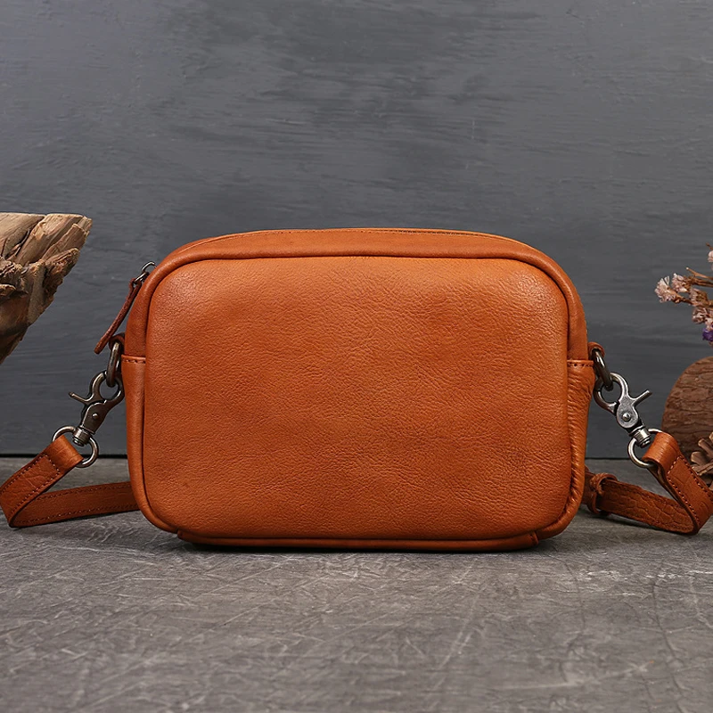 

New Fashion Cowhide Genuine Leather Women's Personality Small Bag Vintage Large Capacity Shoulder Sling Lady Messenger Bag M943
