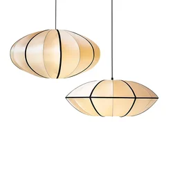 Wabi Sabi LED Pendant Lights Hanging Lamp Chinese Creative Fabric Chandeliers Restaurant Dining Room Living Rroom Island Lights