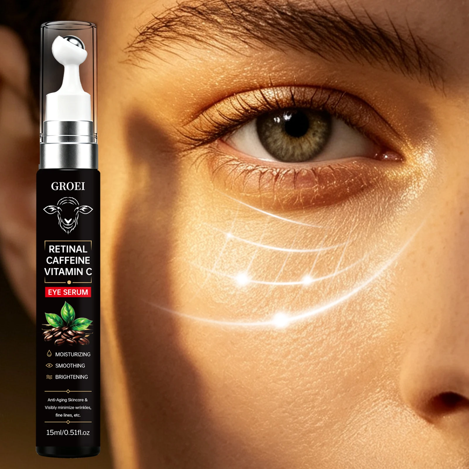 Caffeine Eye Serum - GROEI Retinol Caffeine Vitamin C Roller