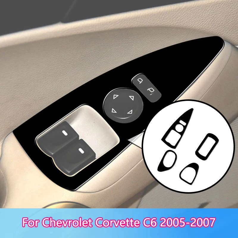 

Window Lift Panel Brand New ABS Gloss Black Stickers For Chevrolet corvette C6 2005 2006 2007 Car Interior Accessories