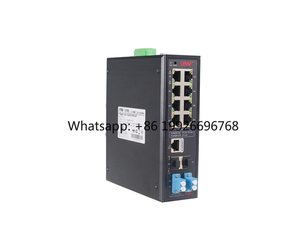 DIN Rail IP40 VLAN Managed Optical Fiber Bypass Switch 8*10/100/1000M PoE Ports and 2*100/1000M SFP Fiber Ports