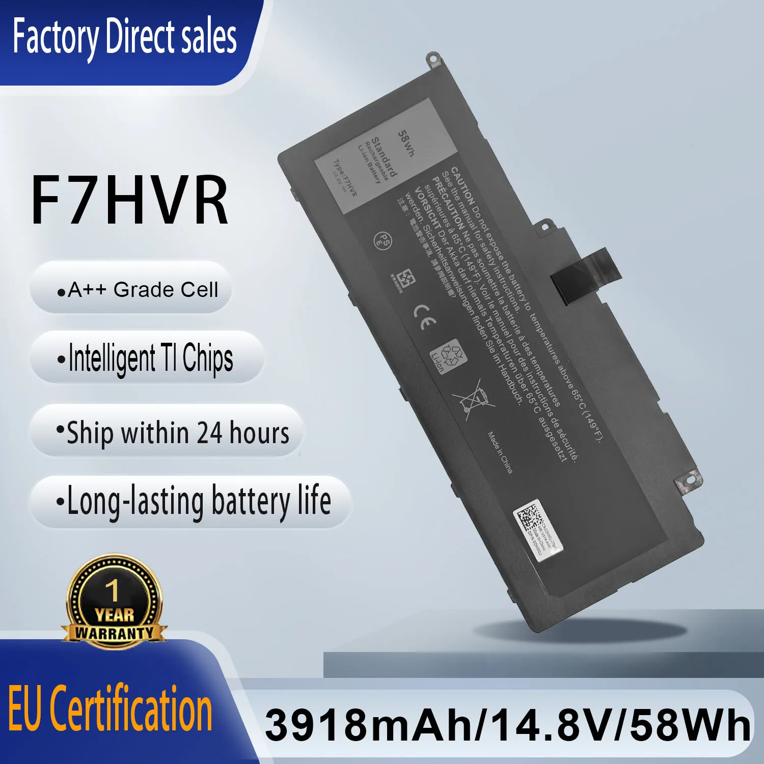New F7HVR 14.8V 58WH 3918mAh Notebook Battery  For Dell Inspiron 15 5545 7537 17 7746 7737 17-7000 Series G4YJM 062VNH T2T3J