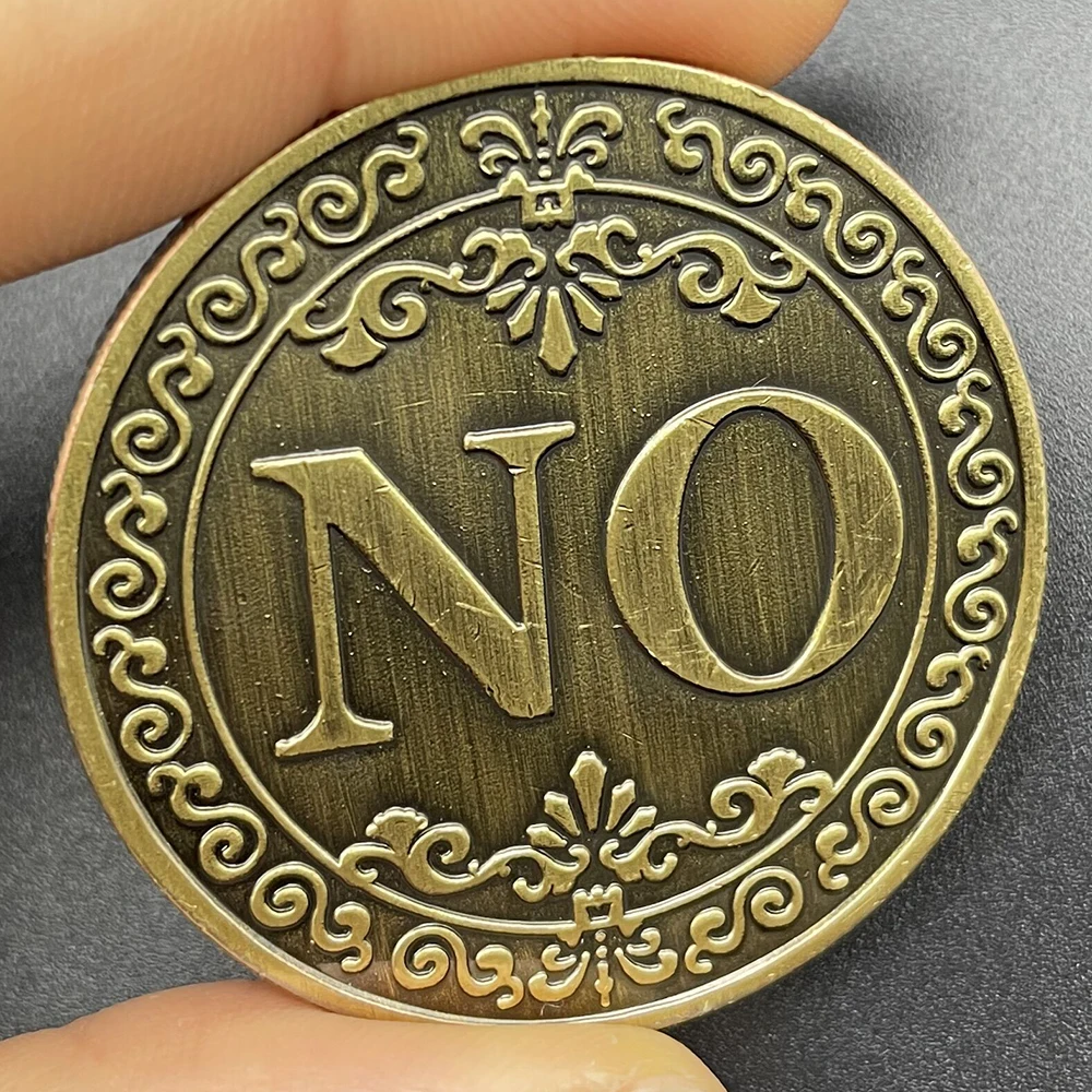 Yes or No Bronze Coin Retro Coin Collectibles Decision Challenge Coin Double Sided Yes No Decoration Magic Props Festival Gift