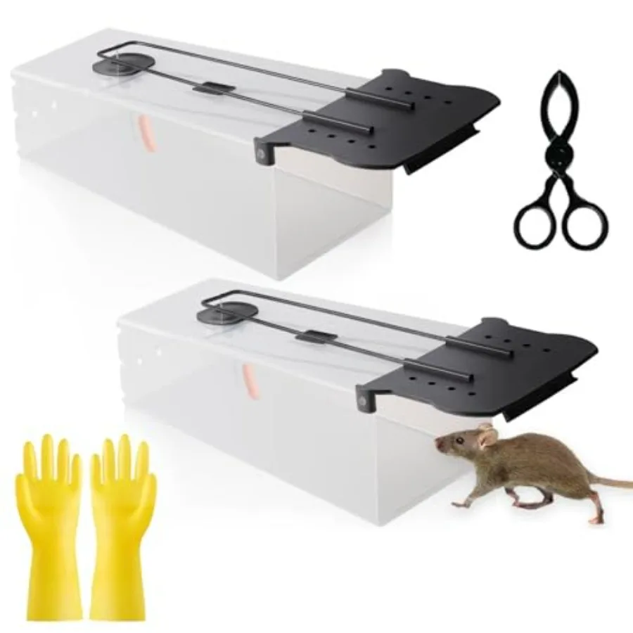 

2 Packs Humane Mouse Trap, Live Rat Traps for Indoor and Outdoor Home Use, Large No Kill Rodent Trap Catch and Release, Reusabl