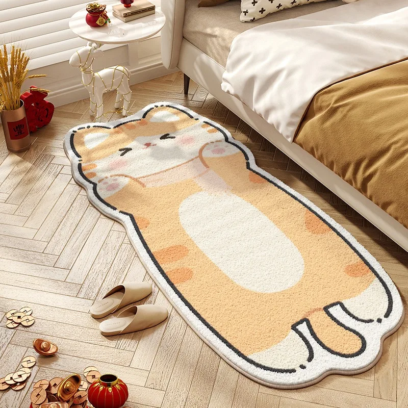 Cute Cat Carpet Bedroom Bedside Floor Mat Runner Rug Soft Fluffy Long Carpets Cartoon Animal Sweet Girl Home Decoration Rugs