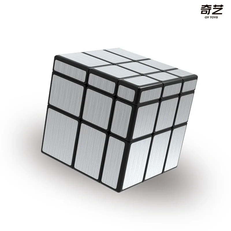 Qiyi-ミラー付きマジックキューブ3x3x3,パズル,スピード,赤ちゃん,子供のおもちゃ,ゴールドとシルバーのステッカー