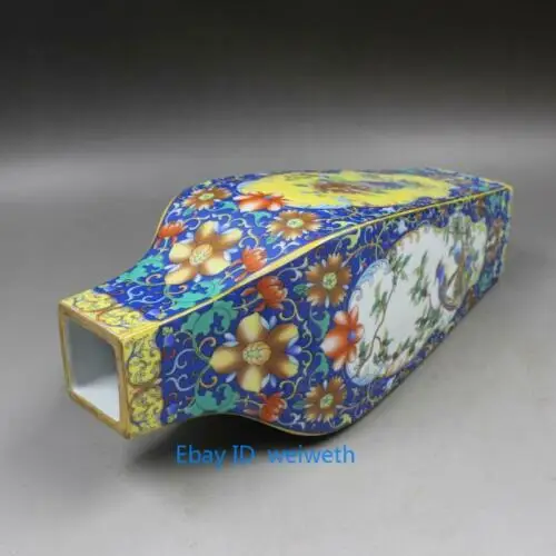 Alte Cloisonné-Porzellan-Handarbeit, Malerei, Blumenvase mit Yongzheng-Mark # 18