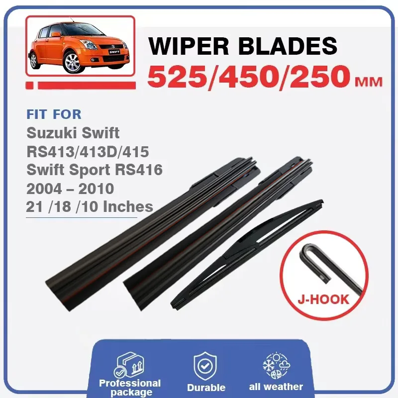 

Front Rear Wiper Blades For Suzuki Swift Hatchback RS413 RS413D RS415 2004 - 2010 Sport RS416 Car Windscreen Window Windshield