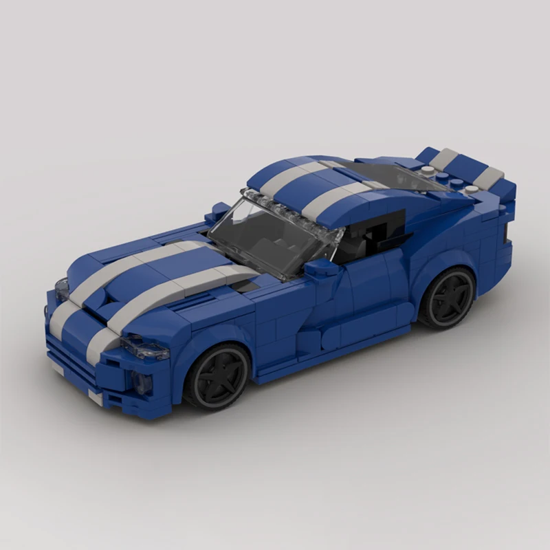 370pcs MOC City Champions Dodge Viper GTS Coupe Blue Model Building Blocks Education Brick Creative Collection Birthday Idea