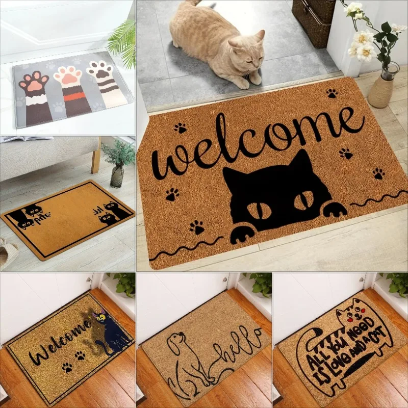 مضحك روح الدعابة القط إقتباس بيكابو القط ترحيب عدم الانزلاق آلة قابل للغسل دخول الشرفة سجادة باب القط عاشق ديكور المنزل السجاد البساط