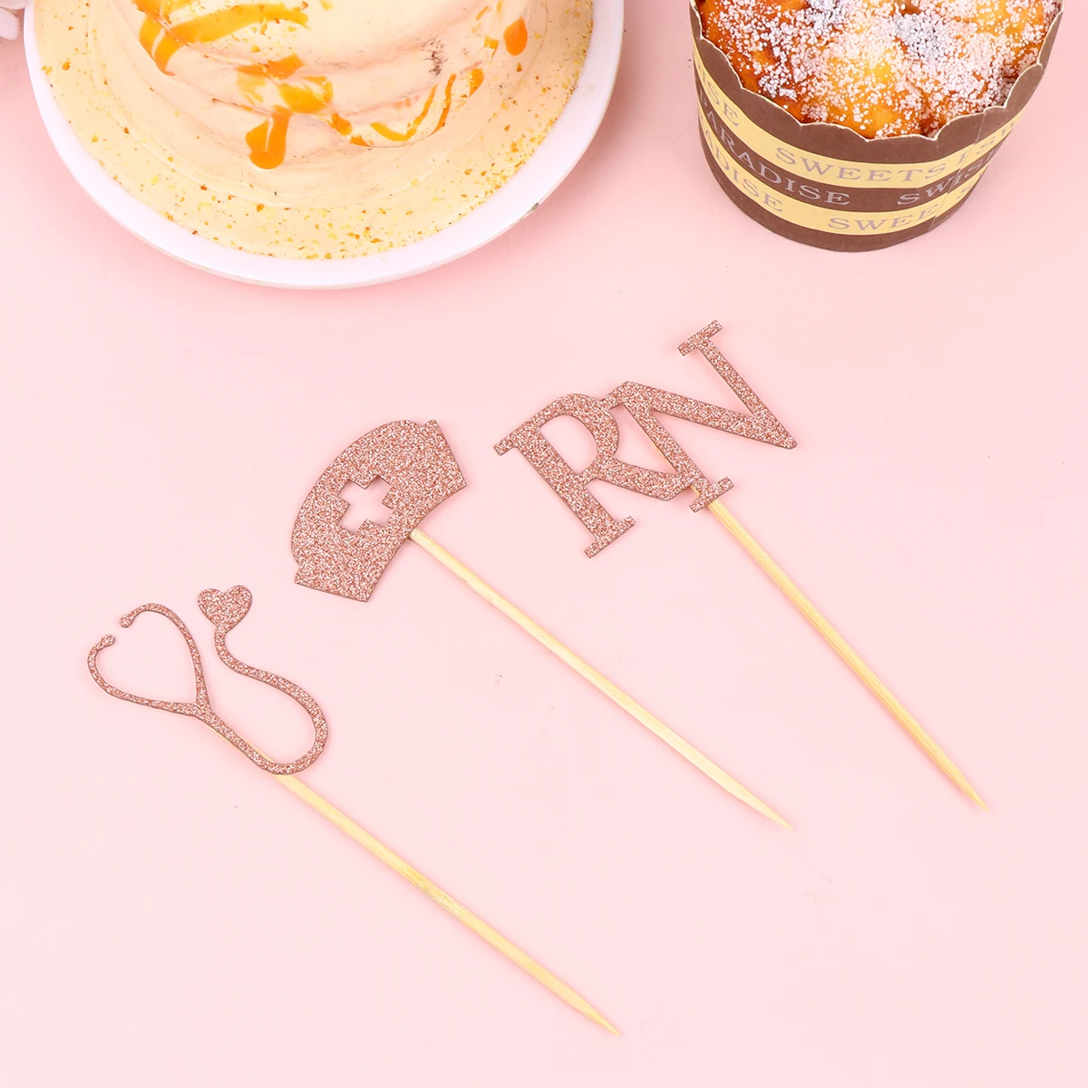 

24pcs Picks Nursing School Design Dessert Topper Safe Party Cupcake Decor Material Party Cupcake Decor Wooden Insert