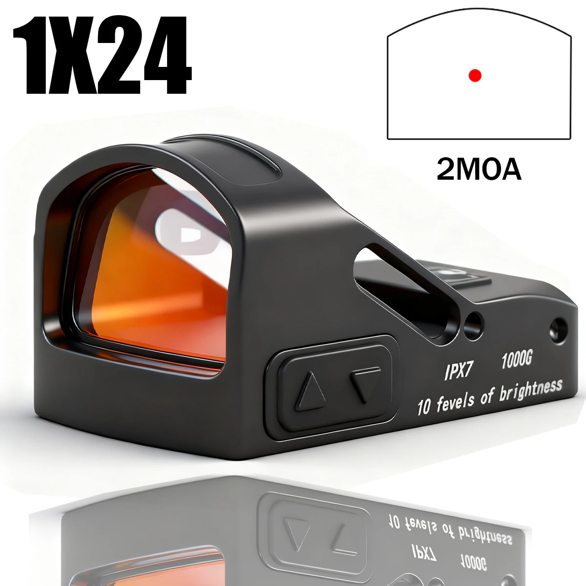 

Original 1x24 PRG Tactical 2 MOA Green Red Green Dot Illumination Sight RM* Footprint Shake Wake Fits 20mm Rail Mount