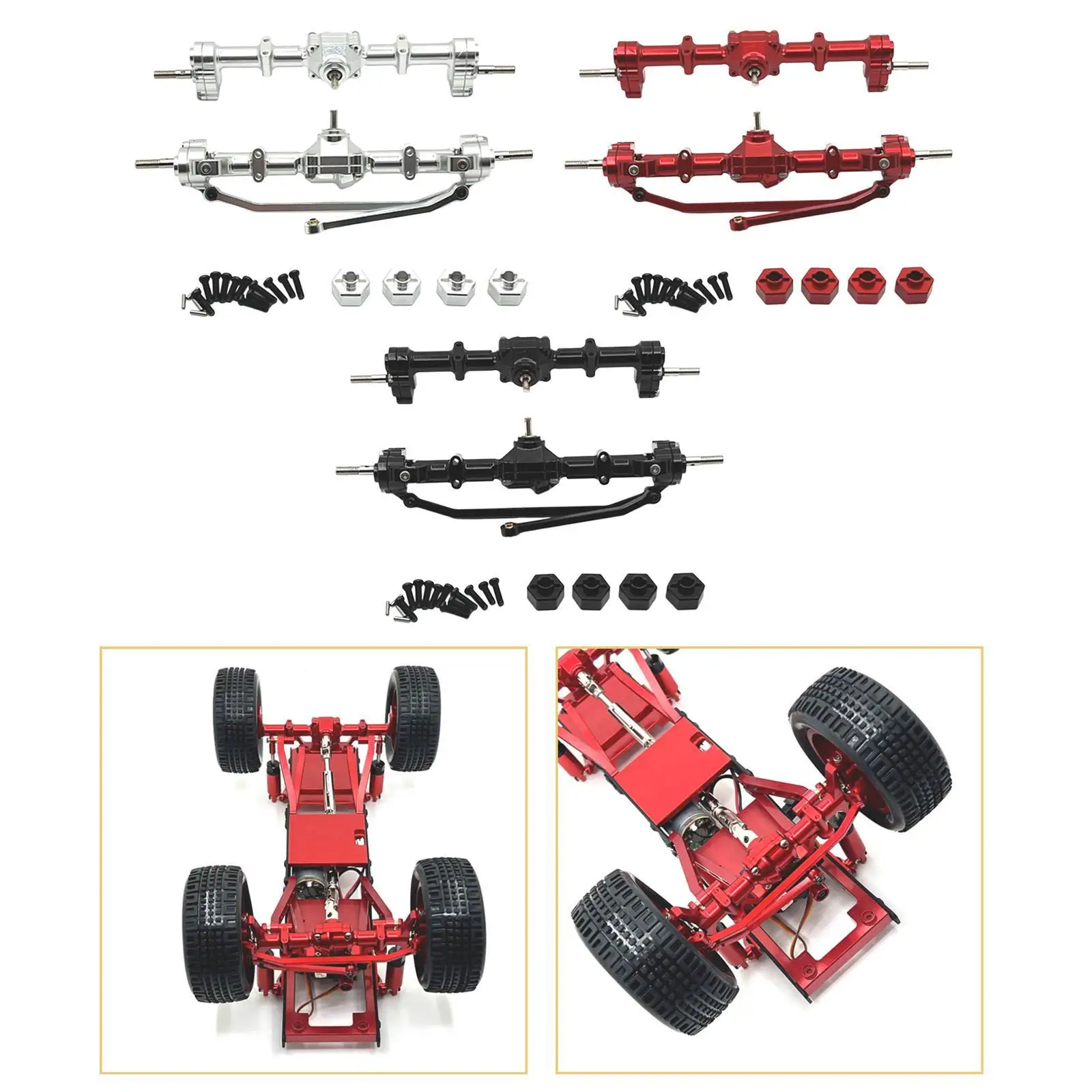 1/12 Zestaw części zamiennych przedniej i tylnej osi Części zamienne Metalowe osie portalowe Obudowa przedniej tylnej osi do modyfikacji MN168 RC Car