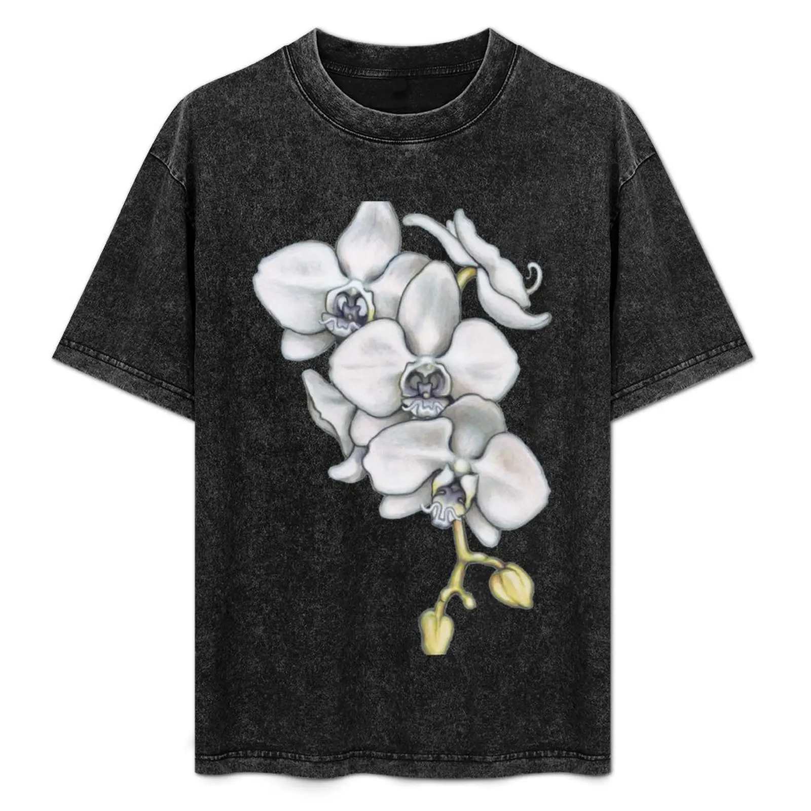 

Orchid Flower T-Shirt Retro Style Print Casual Top