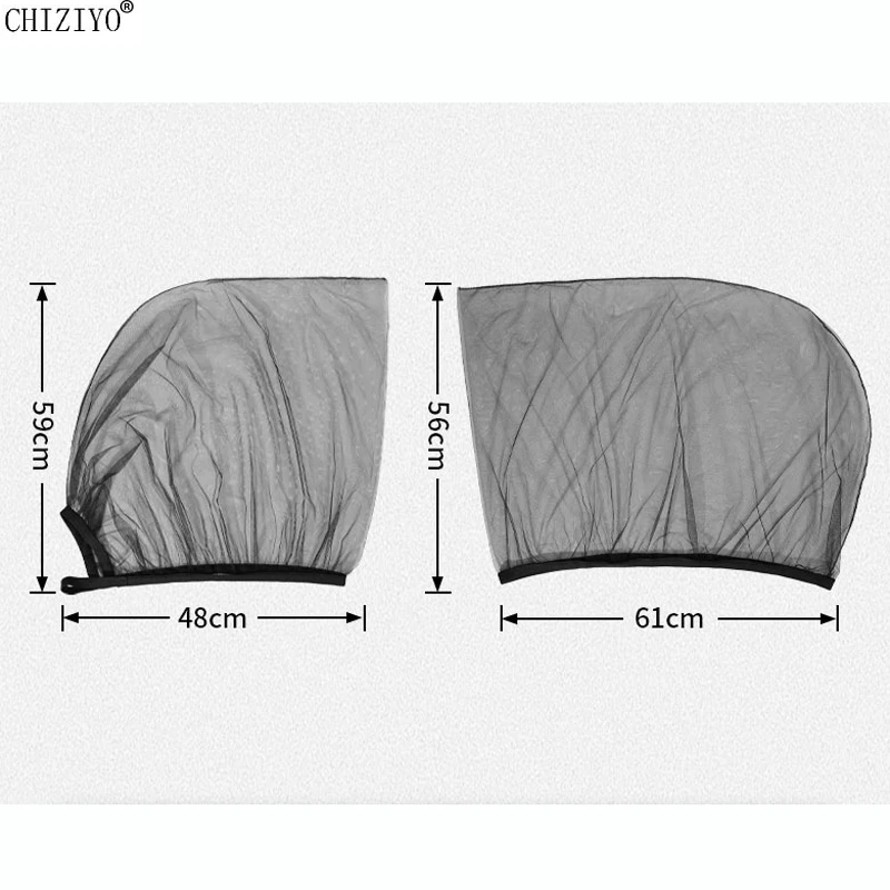 2pcs Car Window Mesh Screens Car Curtains Sunscreen Drapes Sun Side Shade Rear Window Cover UV Protection Anti-mosquito Gauze