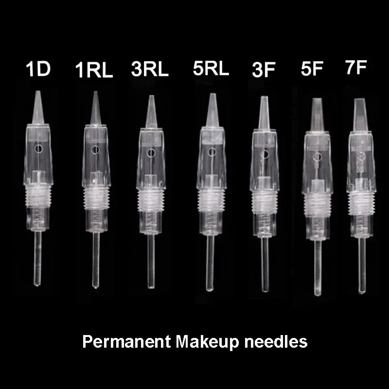 Tatuagem cartucho de agulha, forro redondo, parafuso agulhas para sobrancelha lábios sombreamento máquinas, Microblading Suprimentos, 30 pcs, 50